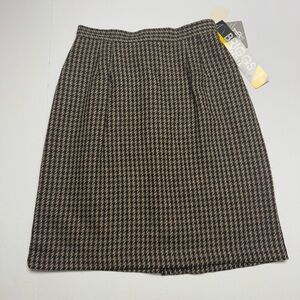Vintage BRIGGS NY Fully Lined Wool Blend Brown Pencil Skirt Size: 8P Made In USA